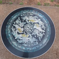 Vintage Korean Mother of Pearl Inlaid & Black Tabletop 
