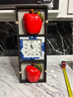 vintage wooden wall ceramic apples
