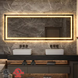 84 in. W x 32 in. H Large Rectangular Frameless LED Light Anti-Fog Wall Bathroom