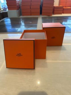 Authentic Hermès Orange Deep Gift / Tableware Box – 4.9” x 4.9” x 4.5”