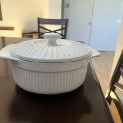 White  Ceramic Covered  Casserole 