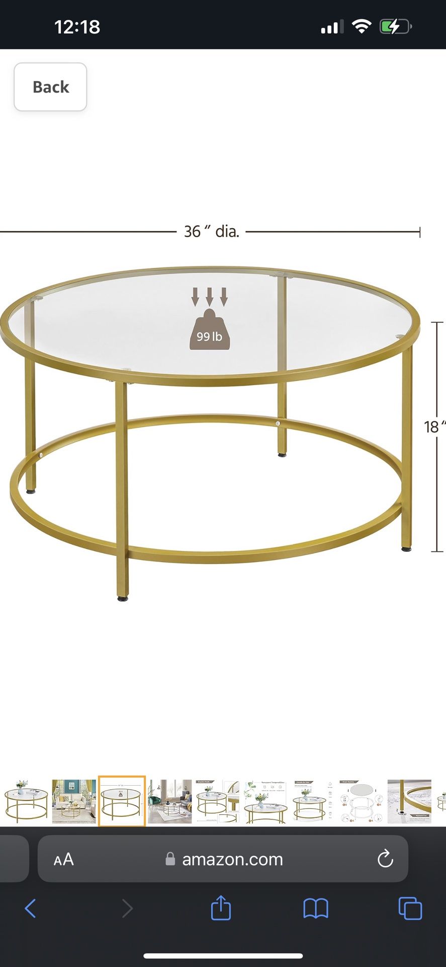 Round Gold Coffee Table