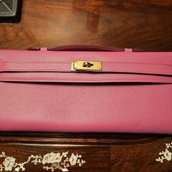 Geniun Leather Pouchette Handbag Clearance 