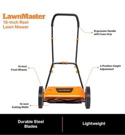 LawnMaster LMRM1602 Push Reel Lawn Mower 16-Inch 5- Blade