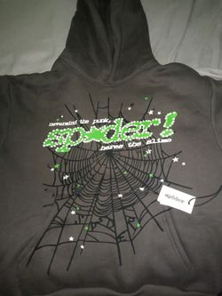 Sp5der Hoodie Gray Green Graphic