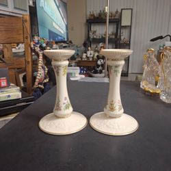 Lenox 1989 "The Constitution Candlesticks" Fine Ivory China W/24K Gold Trim, Commemorates The Bicentennial Of The United States 7.25"H Mint Condition