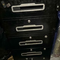 Black Metal Rolling Toolbox Cabinet Heavy Duty Vintage 