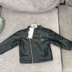Infant Boy Leather Biker Jacket Harley Davidson 