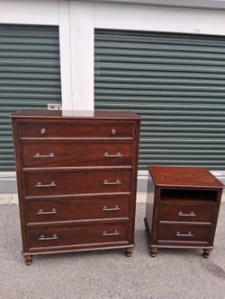 Cherry Wood Dresser and Nightstand Set