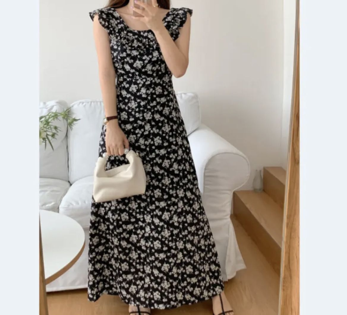Ruffle Maxi Long Summer Floral Vintage Dress Size S/M Brand new