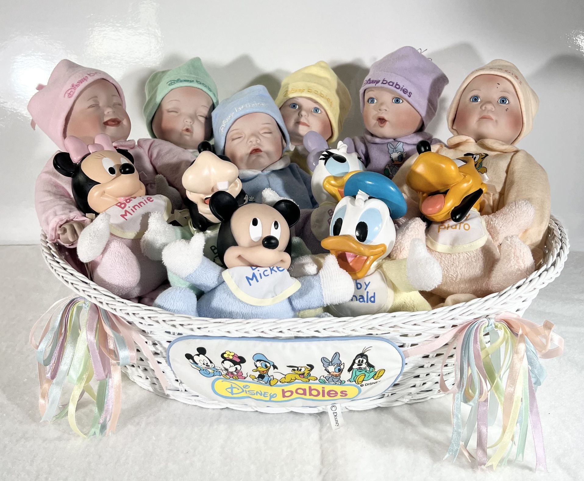 Ashton Drake Disney Babies Collection porcelain dolls with basket
