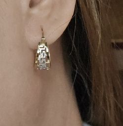 18k Gold Two Tone Earring Size 12x12mm