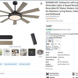 60" Ceiling Fan with Light - Large LED