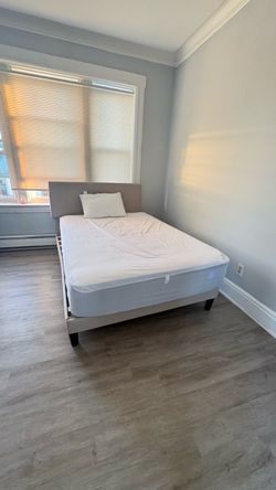 Full Bed Frame with Upholstered Headboard