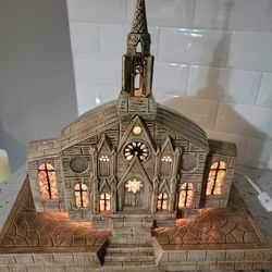 Large Ceramic lighted Cathedral Christmas  decor Thumbnail