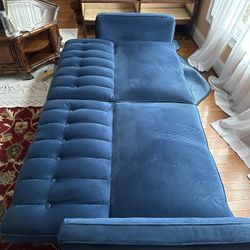 Beautiful Blue Velvet Sleeper Sofa 