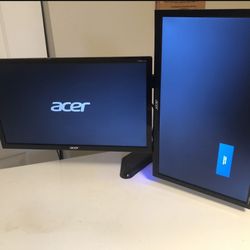 Two Acer Computer Monitors 21.5" with Dual Stand