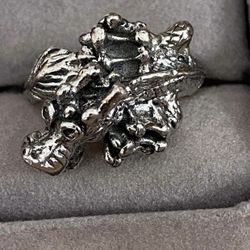 Anillo Stainless Size 8 Diseño Cocodrilo Joyería Antigua 