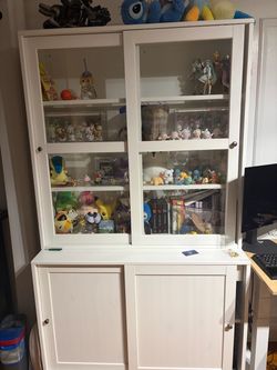 NEW White Display Cabinet with Glass Doors