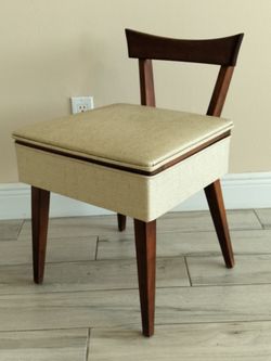 Vintage  Mid-Century Modern Danish Style Sewing Vanity Chair.