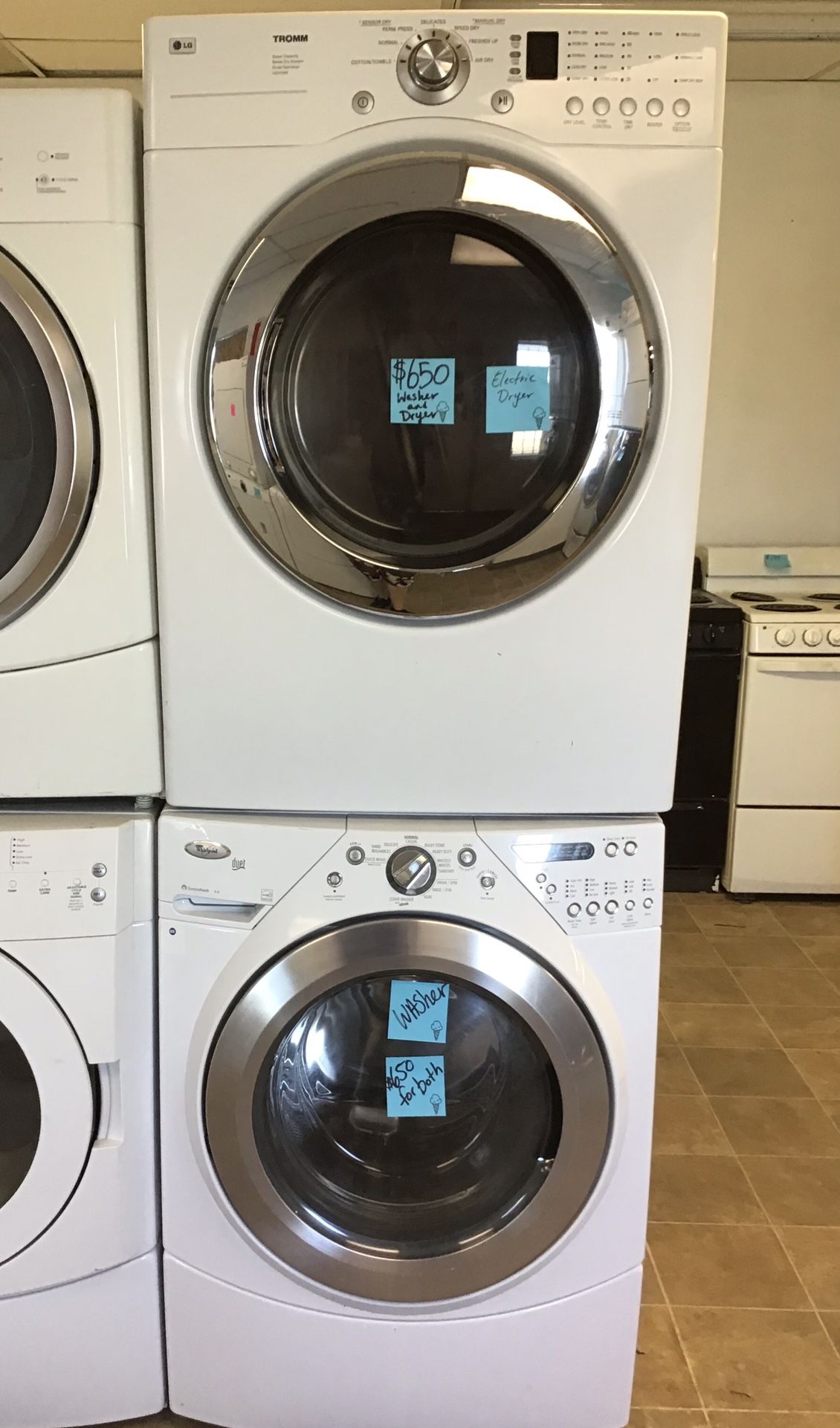 Whirlpool washer and LG 220 volt dryer paired FREE DELIVERY AND HAUL