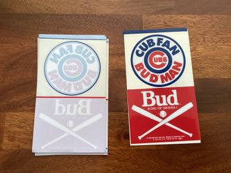 Chicago cubs Bud Man cub fan  decal  cling  3 1/2 x 6   Set of 5