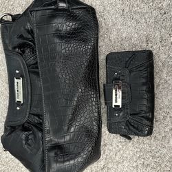 Nine West Black Purse And Matching Wallet 