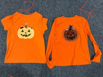 Girls Halloween/pumpkin orange t shirts in size 7/8