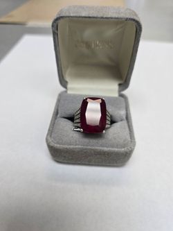 925 Silver ring red stone for women.