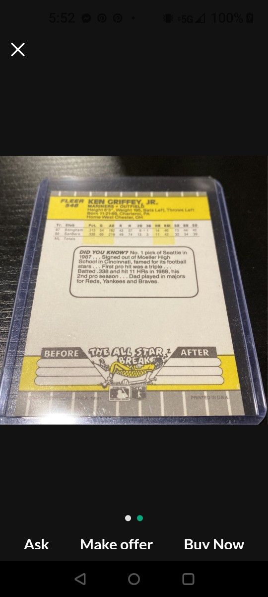 Awesome Ken GRIFFEY JR RC!