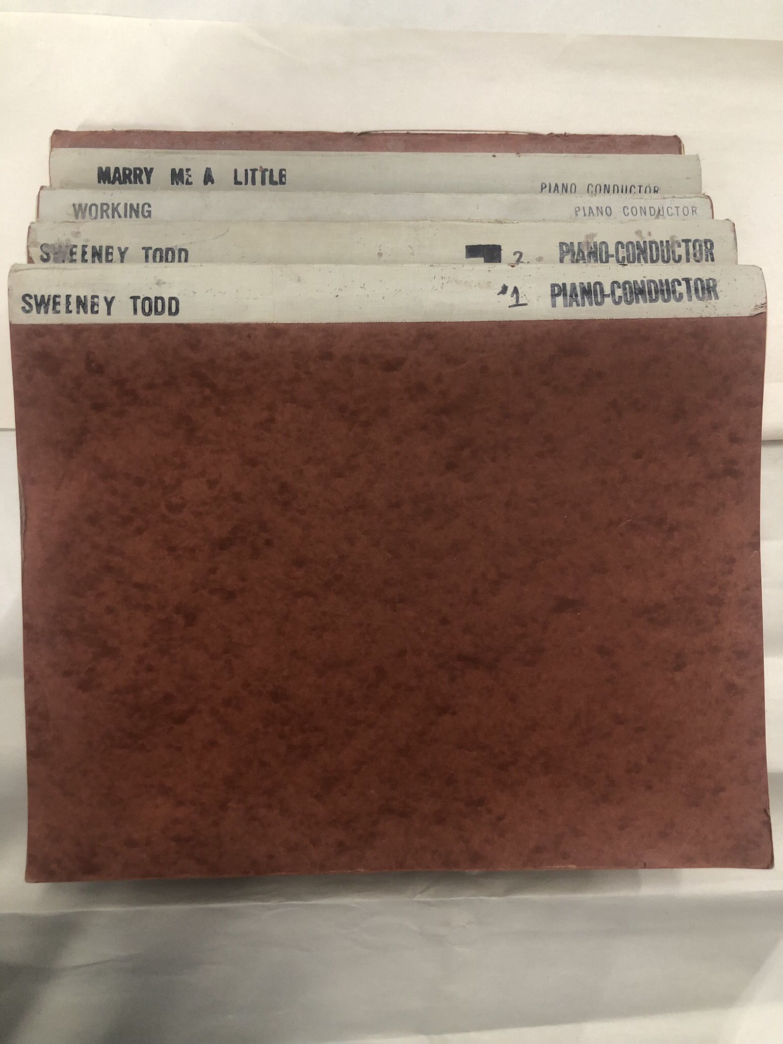 Vintage 1970s Piano-Conductor Score Collection - 4 Musicals Lot:  “Sweeney Todd”  “Marry Me A Little”  “Working” and “Starting Here, Starting Now”