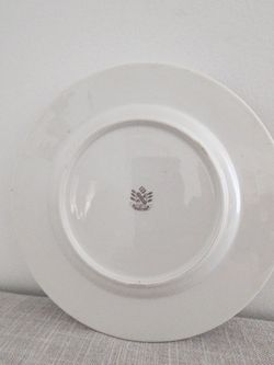 White Ceramic Dinner Plate with Maker's Mark