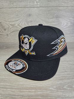 Mitchell & Ness Anaheim Ducks NHL Double Trouble Snapback Hat Cap - Black New
