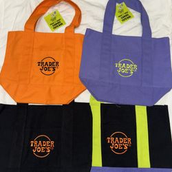 Trader Joe's Halloween Mini Canvas Tote Bags - Set of 4