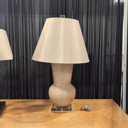 Beige Ceramic Table Lamp with Acrylic Base