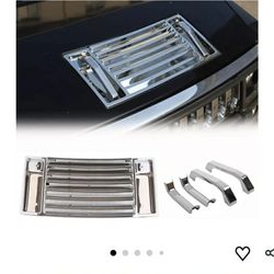 New Hood Deck Vent Panel Trim Compatible with Hummer H2 2003-2009, Front Hood Vent Louver Cover, ABS Hood Deck Vent Panel Covers Trim Moulding (Bright