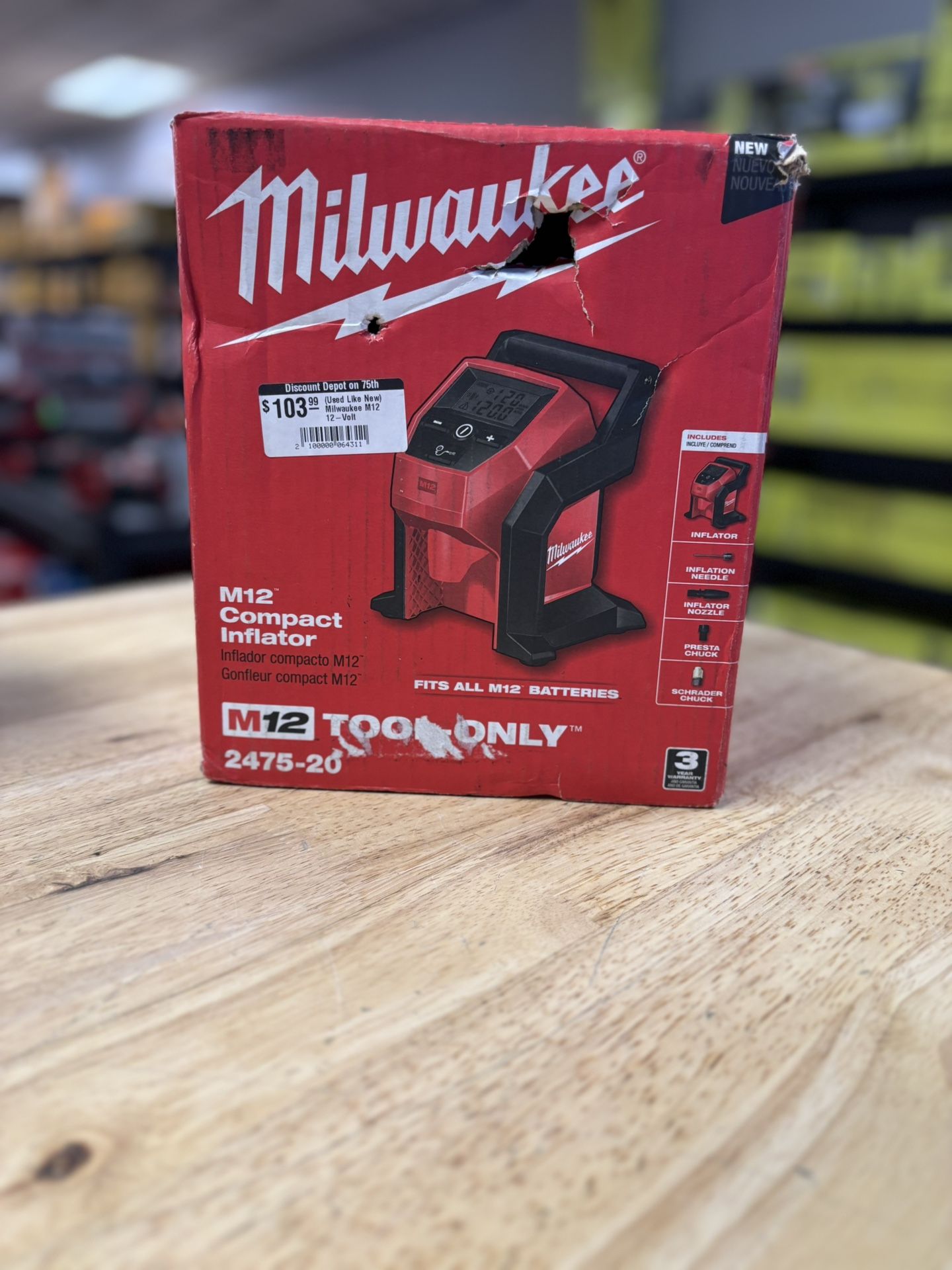M12 12-Volt Lithium-Ion Cordless Electric Portable Inflator (Tool-Only)