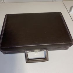 Vintage Briefcase Cassette Tape Storage Case 30 Capacity Brown Faux Leather