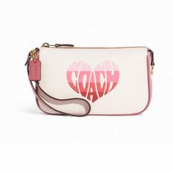 COACH "NOLITA 19" WITH STRIPE HEART MOTIF IN COLORS: GOLD/CHALK MULTI