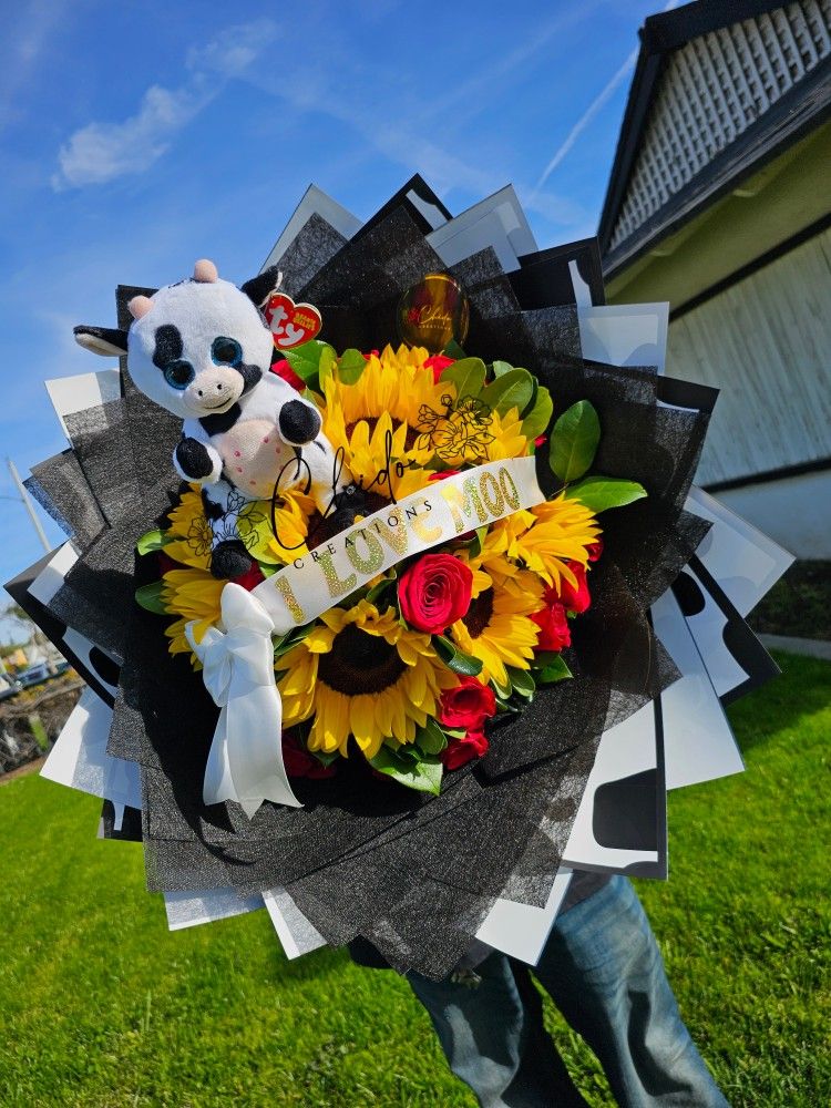 Rose Bouquet, Buchon, Flower Arrangements, Sunflowers, Valentines