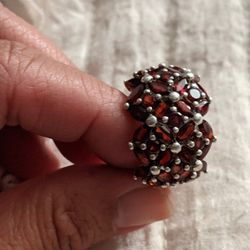 Mozambique Garnet ring Size 7 Sterling Silver