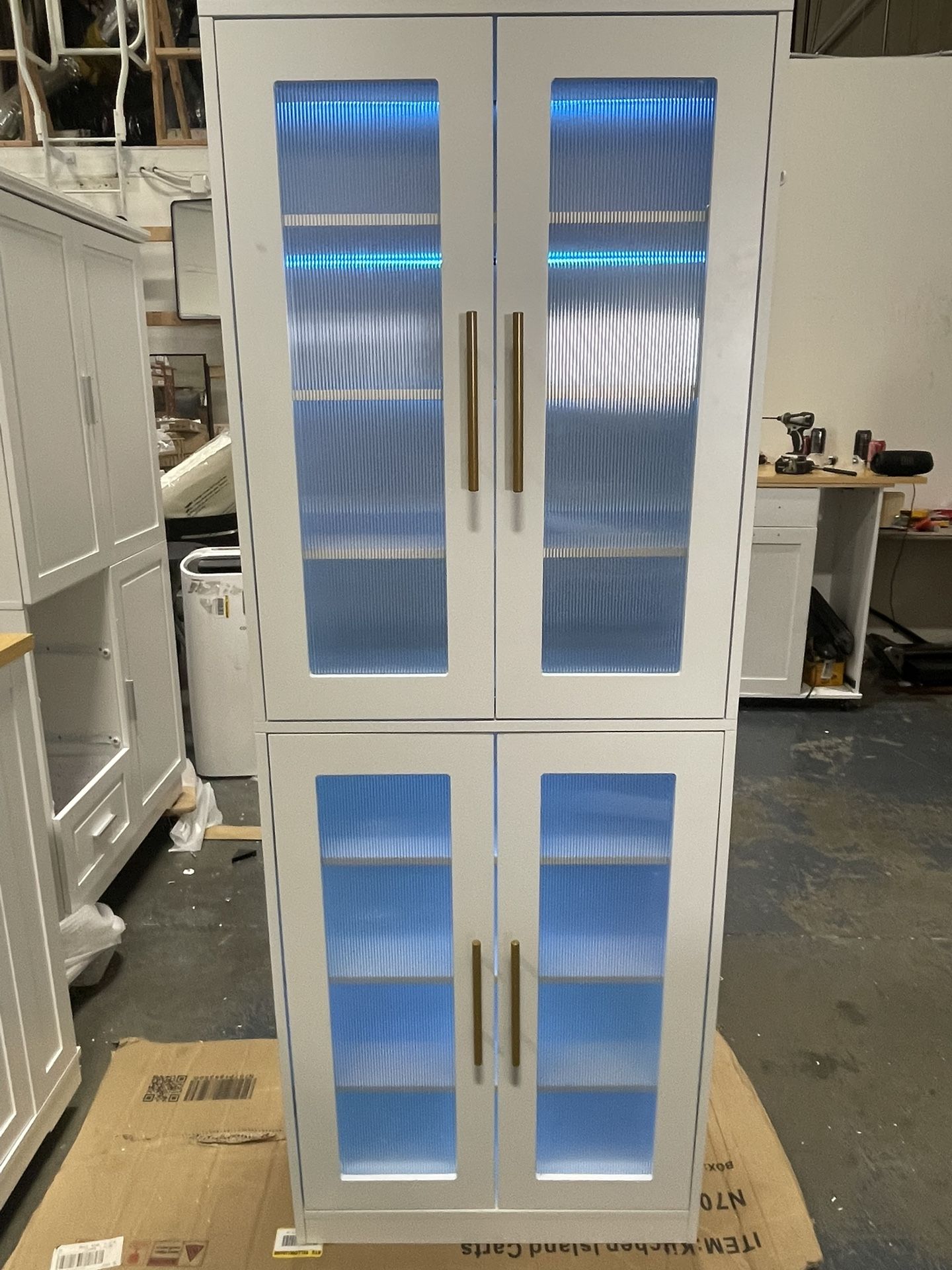 Assembled New Tall Shoe Storage Cabinet with Acrylic Doors and LED LightsEntryway Shoe Organizer