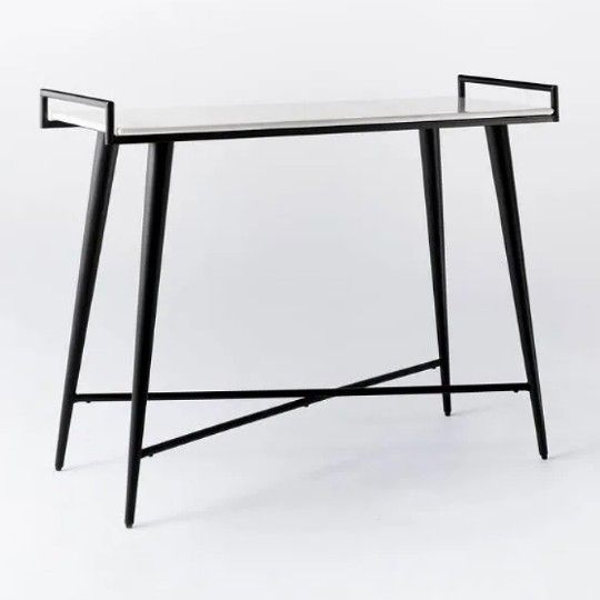 Brand New Pleasant Grove Marble Table With Metal Base White