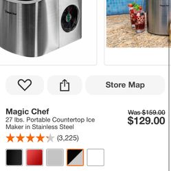 Magic Chef 27 Ibs. Portable Countertop Ice Maker in Stainless Steel