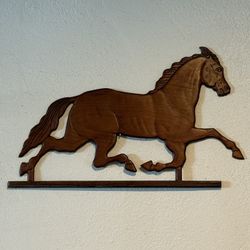 Vintage Country Western Carved Wood Horse Wall Plaque