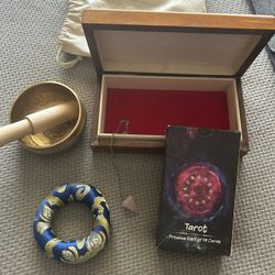 Wooden Tarot Card Box Copper Dowsing Rod - 99.9% Pure Copper - Water Divining Witching, Energy Healing, Tibetan Singing Bowl for Sound Healing