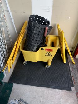 Mop Bucket, Wet Floor Signs And Anti Fatigue Mats 