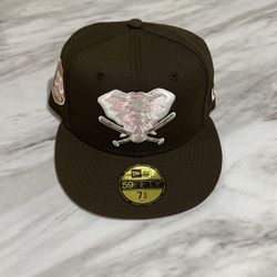 New Brown Oakland Athletic Hat Pink Uv