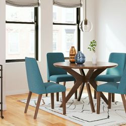 Lyncott - Blue / Brown- 5 Pc. - Dining Room Table, 4 Side Chairs
