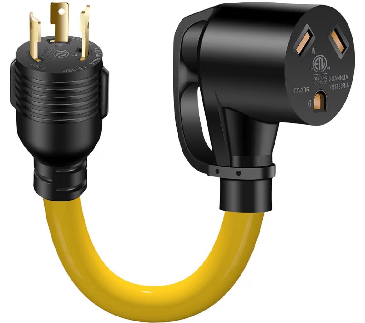 30 Amp 3 Prong RV Generator Adapter Cord Twist Lock,L5-30P to TT-30R, Heavy Duty STW 10 AWG for Generator to RV Trailer Camper